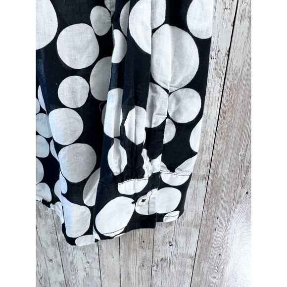 Talbots Blouse Womens L Black White Semi Sheer Ruffle Neck Lightweight Pullover - Picture 5 of 7